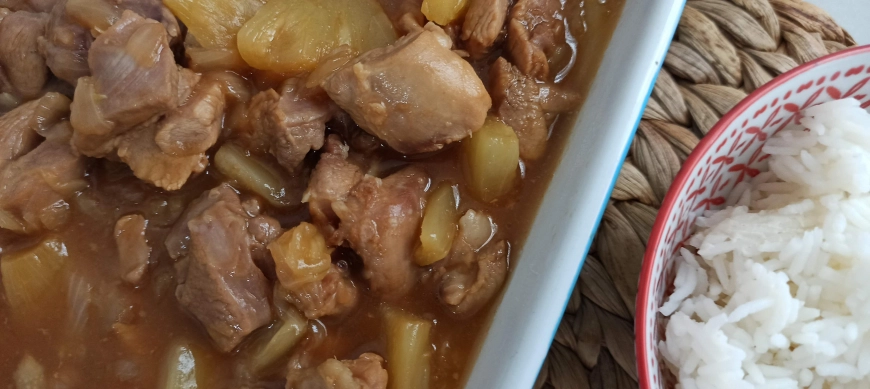 Receta de pavo con piña en tres pasos hecha en Thermomix