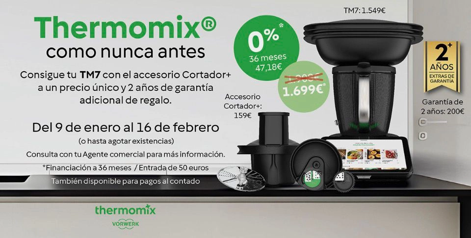 Thermomix TM7 + 0% intereses + accesorio cortador + garantía extra.