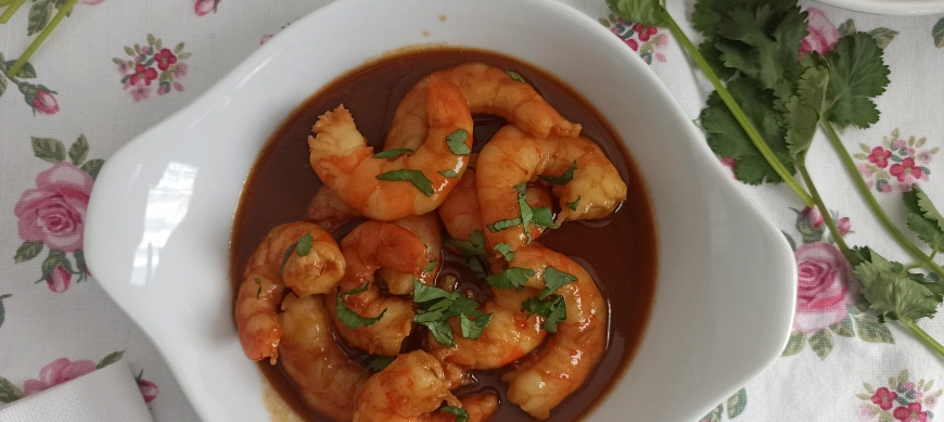 Langostinos con salsa de ostras, un aperitivo de estilo oriental hecho con Thermomix