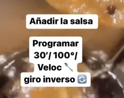 Step <p>Incorporar la salsa reservada y y programa 30’/ 100°/ giro inverso - velocidad cuchara.</p> illustration