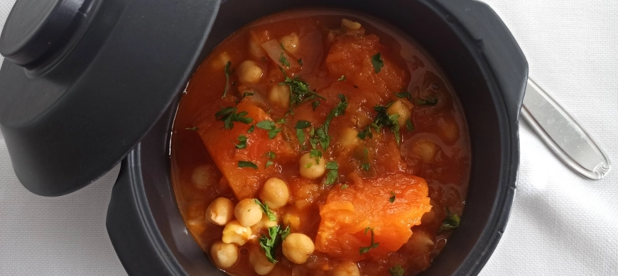 Guiso de garbanzos con calabaza en Thermomix